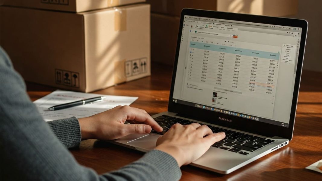 Woman requesting an online quote for her move