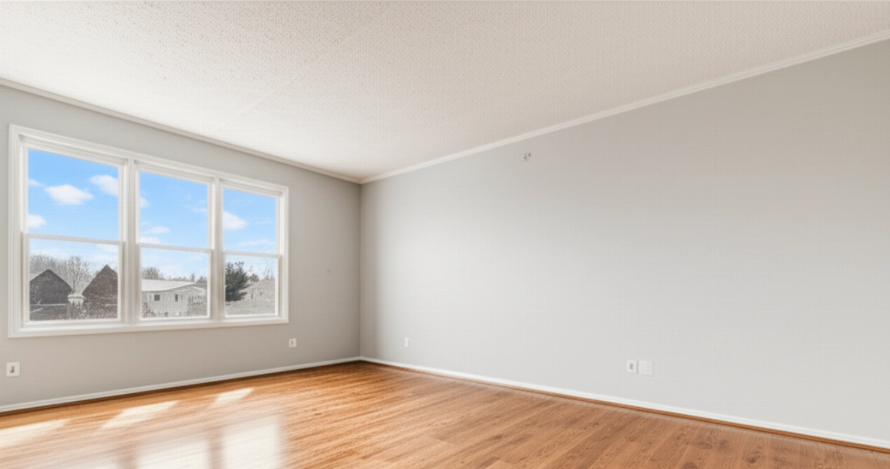 Completely cleared, clean, and bright bedroom after the clearance service.